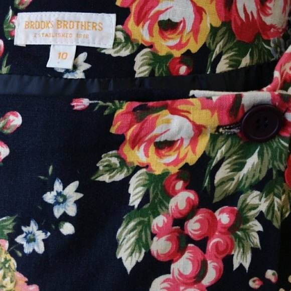 Linen Blend Brooks Brothers Floral Wrap Skirt 10 - Picture 5 of 7